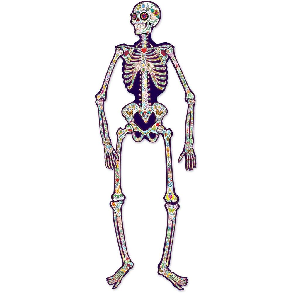 imageBeistle Halloween Sugar Skull Skeleton Jointed Cutout 458  1 Pc
