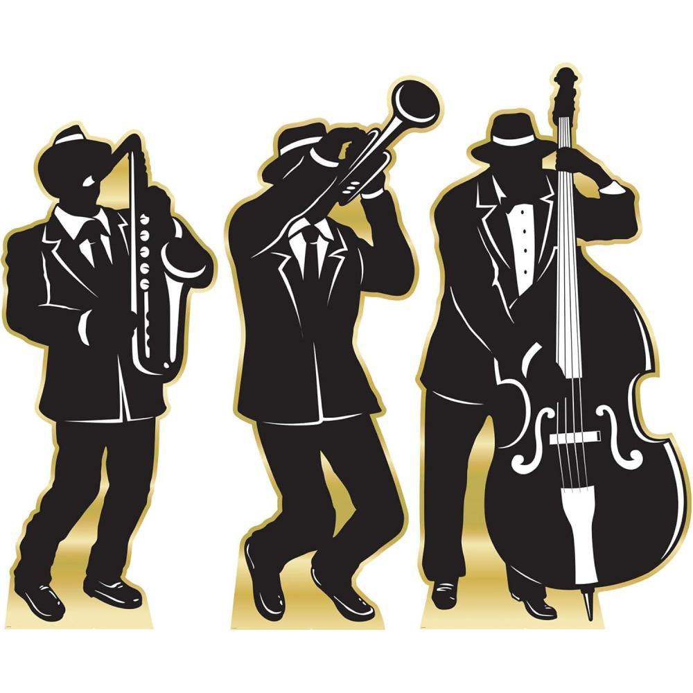 imageBeistle LifeSize Cardboard Great 20s Jazz Band Silhouette StandUps for 1920s Prom Dcor Photo Backdrops