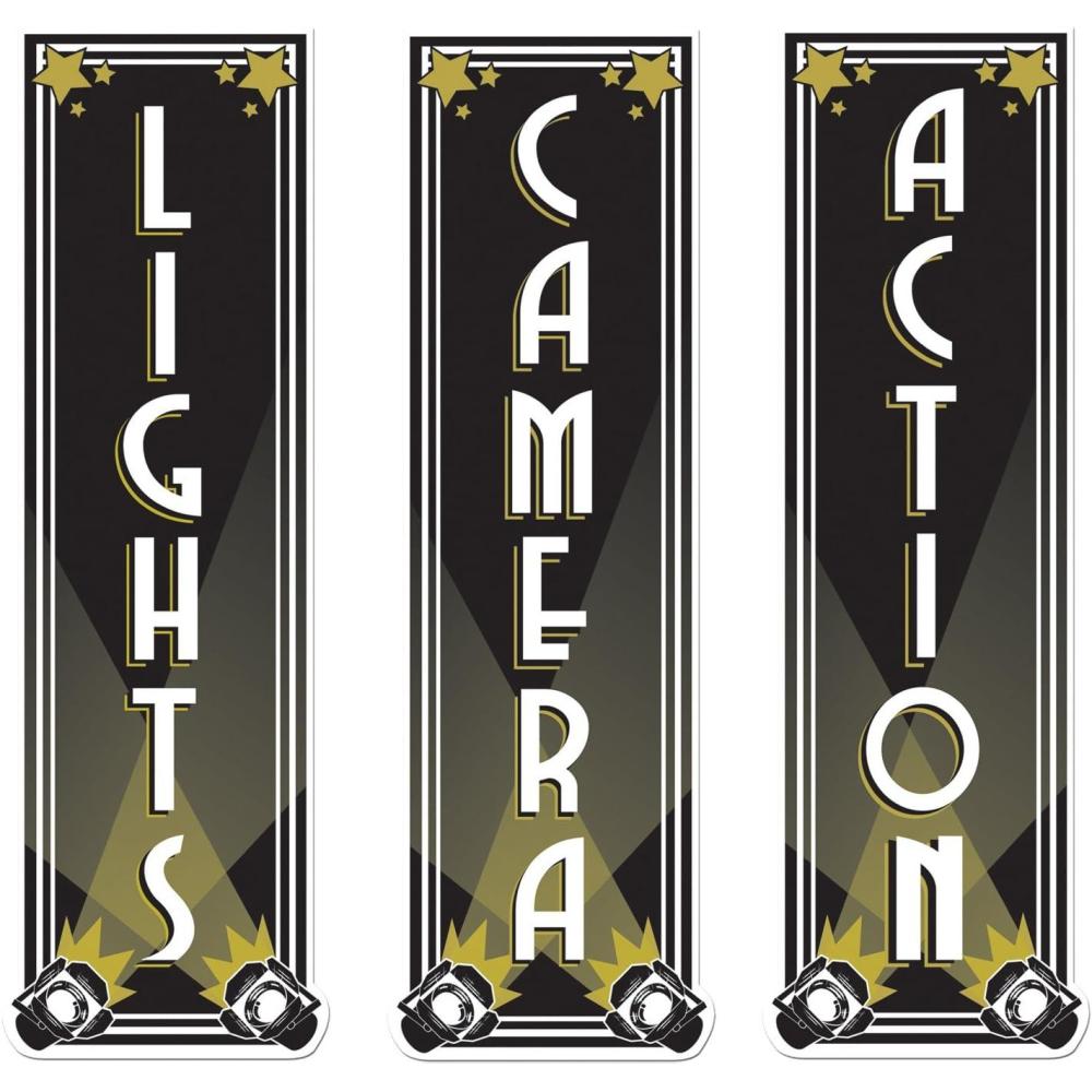 imageBeistle Lights Camera Action CutoutsLights  Camera  Action Cutouts 3 Pack