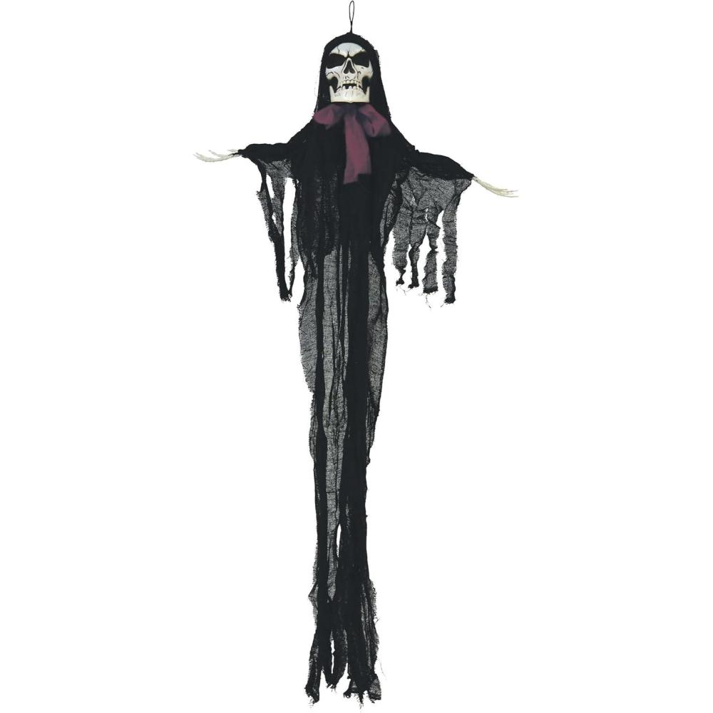 imageBeistle Novelty Skeleton Creepy Creature with Poseable Arms Indoor Use Only Spooky Halloween Decorations 54quot BlackOff WhiteMaroon