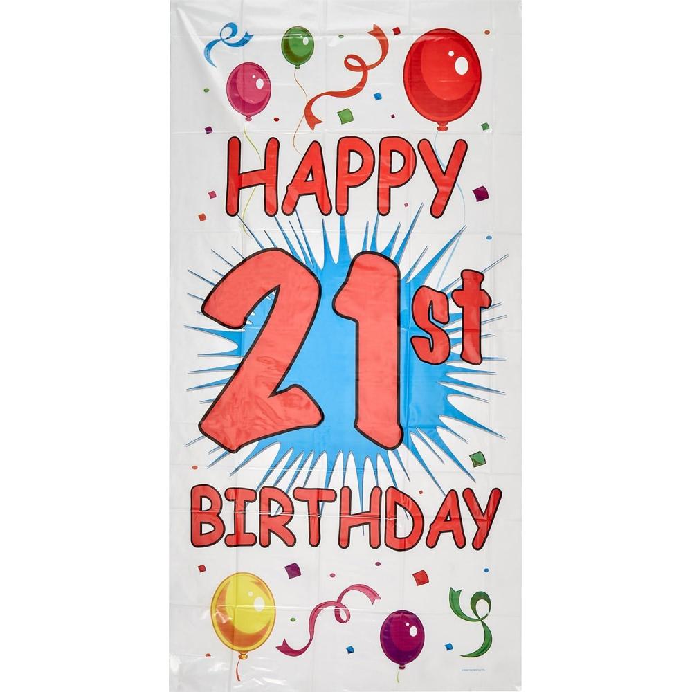 imageBeistle Plastic 21st Birthday Door Covers 5 x 30quot Set of 2  Confetti ampamp Balloon White Backdrop for Birthday Celebrations Party Supplies for Milestone Life Events1