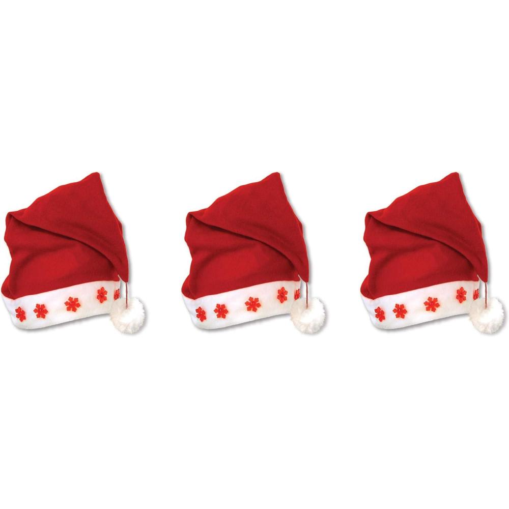 imageBeistle Plush Hats  Party Hats for Birthday ampamp Holiday Theme Parties Christmas  SantaLightup  3 Piece