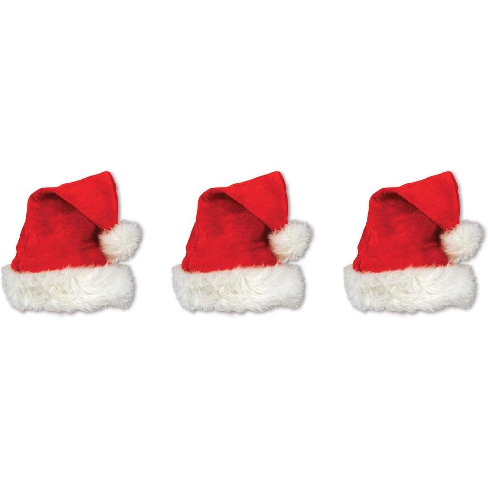 imageBeistle Plush Hats  Party Hats for Birthday ampamp Holiday Theme Parties Christmas  SantaRed  3 Piece