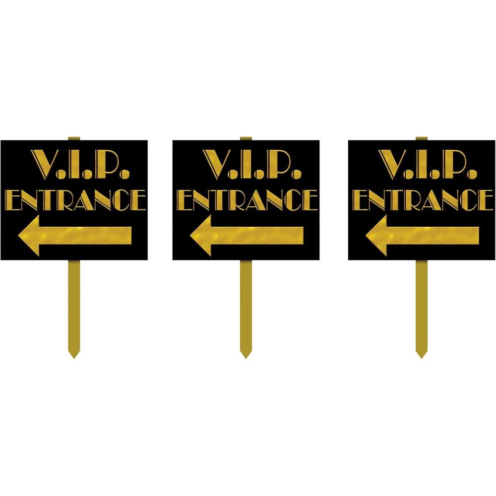 imageBeistle S54912AZ3 VIP Entrance Yard Sign 3 Piece BlackGold3 Piece