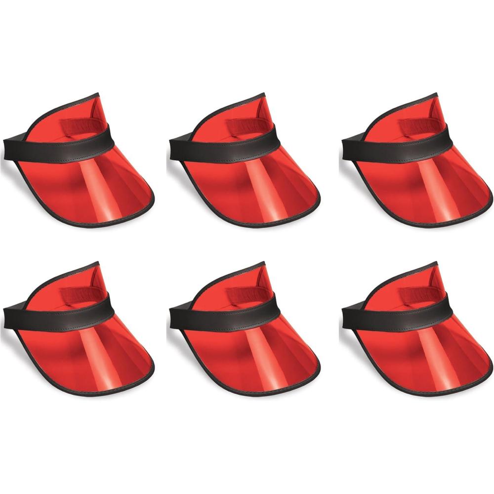 imageBeistle S60313RAZ6 Clear Red Plastic Dealers Visors 6 Piece OSFM BlackRed