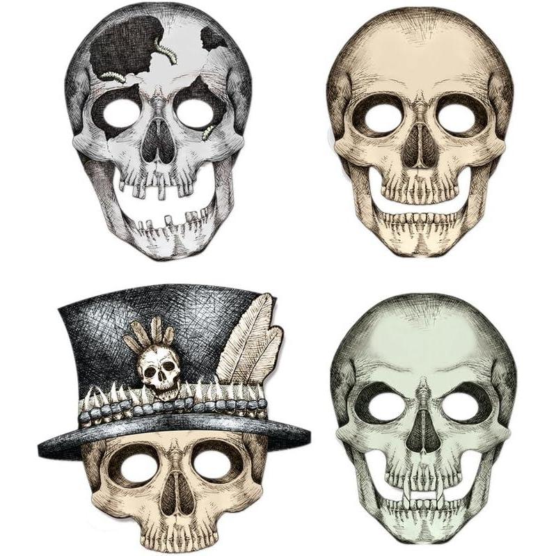 imageBeistle Skeleton Masks Halloween Party Supplies Skeletal Faces 105quot Multicolored