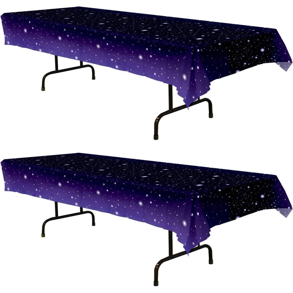 imageBeistle Starry Night Tablecovers 54 x 108 2 Pieces  Plastic Table Cloth Outer Space Birthday Decoration Space Themed Party Supplies Star Decoration Purple Tablecloth Galaxy Party Decoration