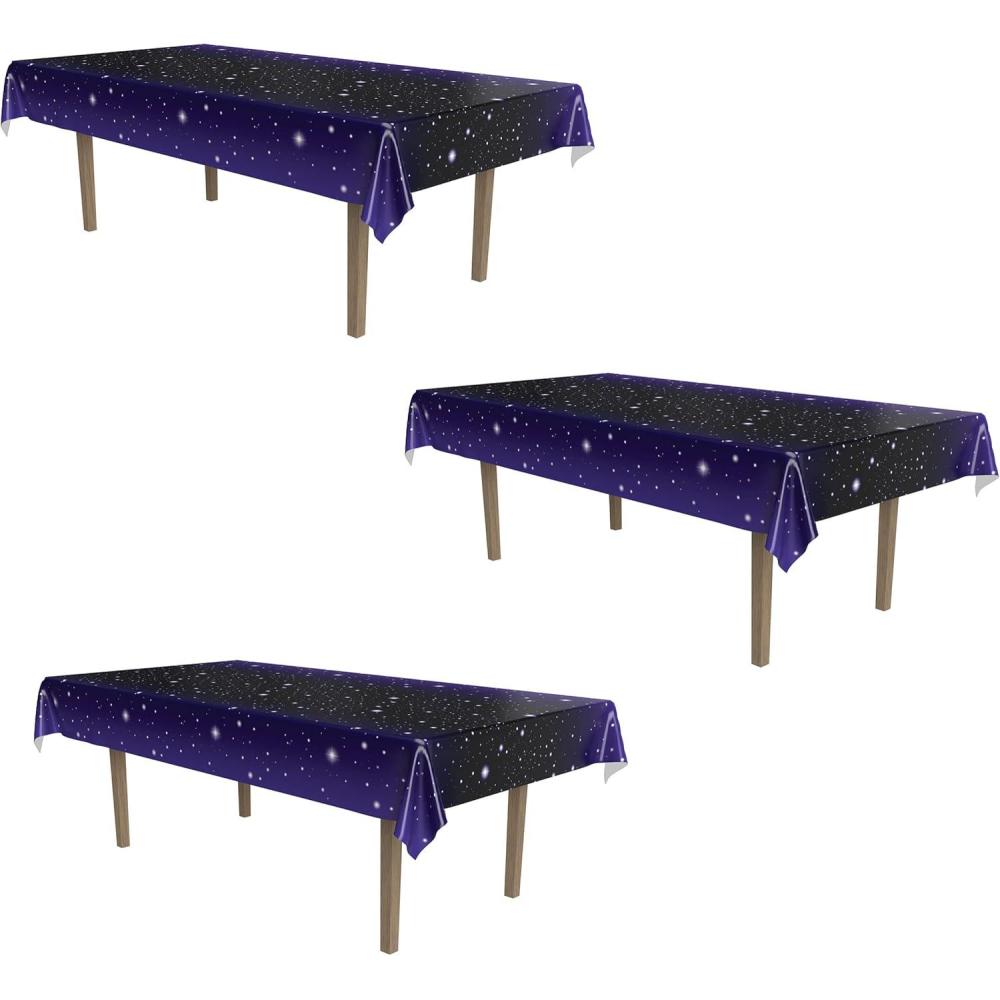 imageBeistle Starry Night Tablecovers 54 x 108 3 Pieces  Plastic Table Cloth Outer Space Birthday Decoration Space Themed Party Supplies Star Decoration Purple Tablecloth Galaxy Party Decoration