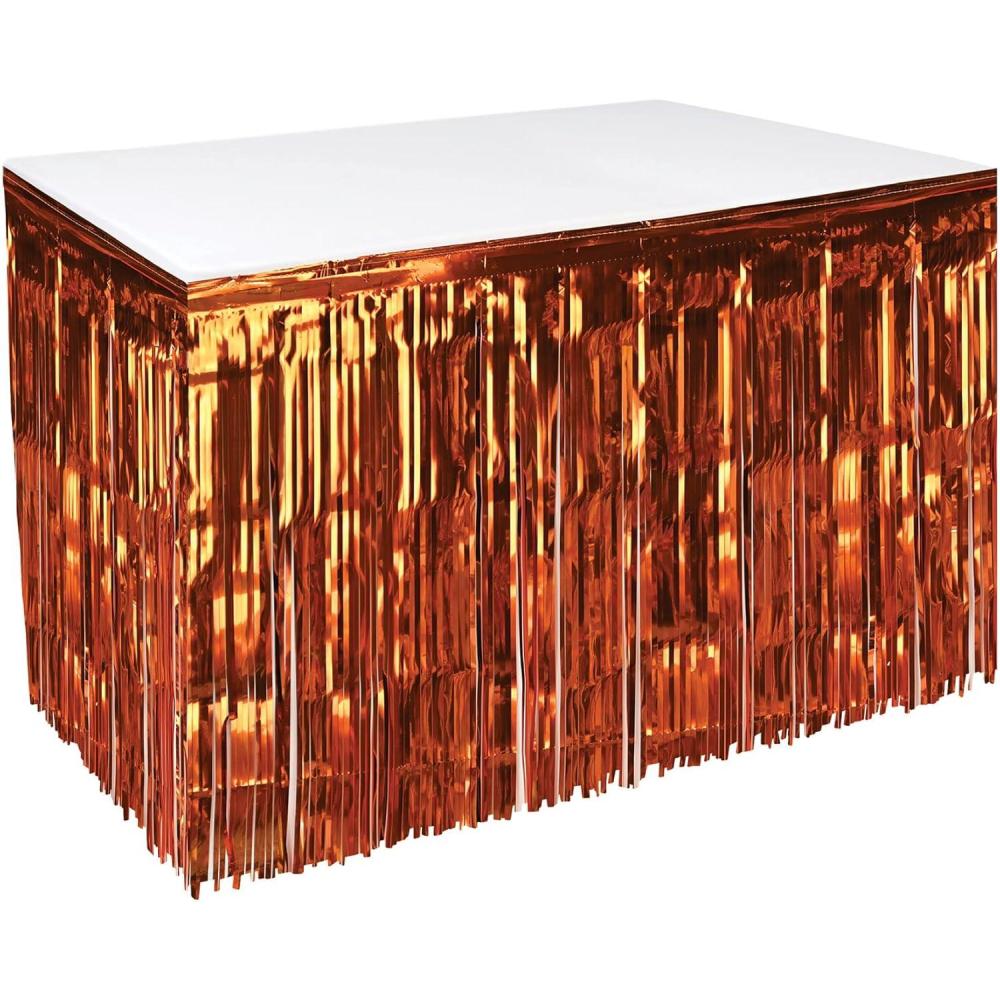 imageBeistle Table Skirt Red Metallic Fringe Tableware for Banquets ampamp Festive Occasions Party Decor ampamp Christmas Theme Decorations 30quot x 14Orange