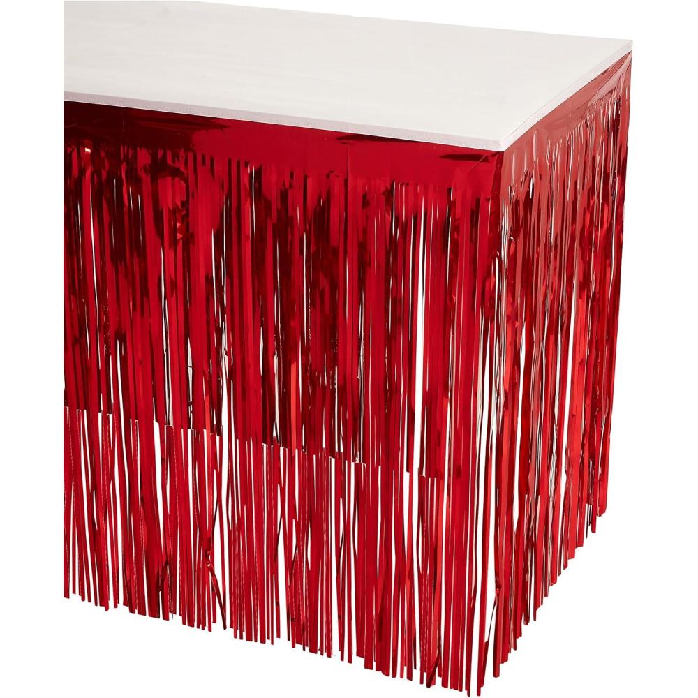 imageBeistle Table Skirt Red Metallic Fringe Tableware for Banquets ampamp Festive Occasions Party Decor ampamp Christmas Theme Decorations 30quot x 14Red