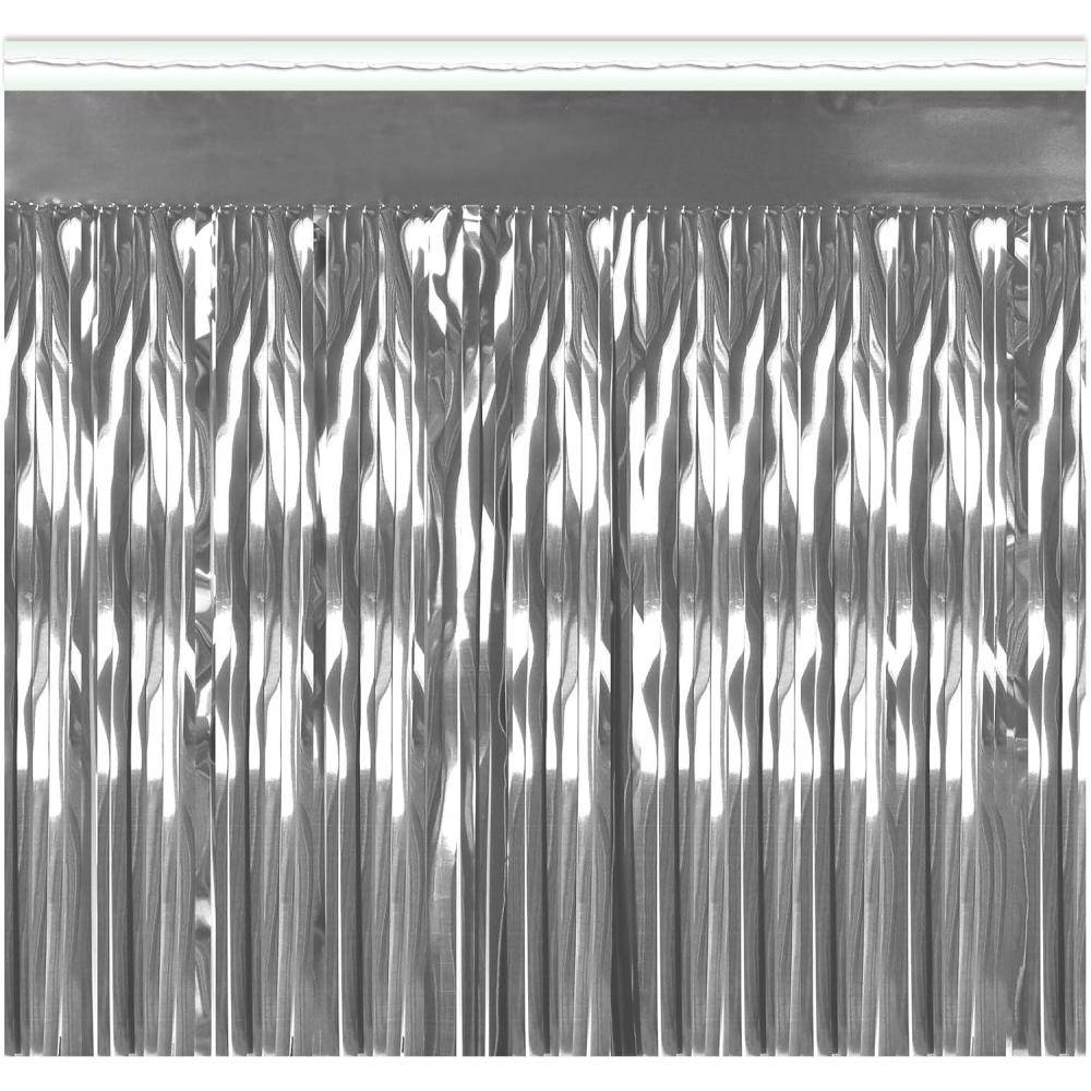 imageBeistle Table Skirt Red Metallic Fringe Tableware for Banquets ampamp Festive Occasions Party Decor ampamp Christmas Theme Decorations 30quot x 14Silver