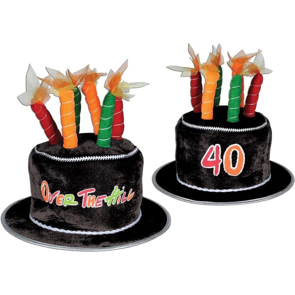 imageBeistle Unisex 40th Over the Hill Cake Hat With Candles40th Birthday