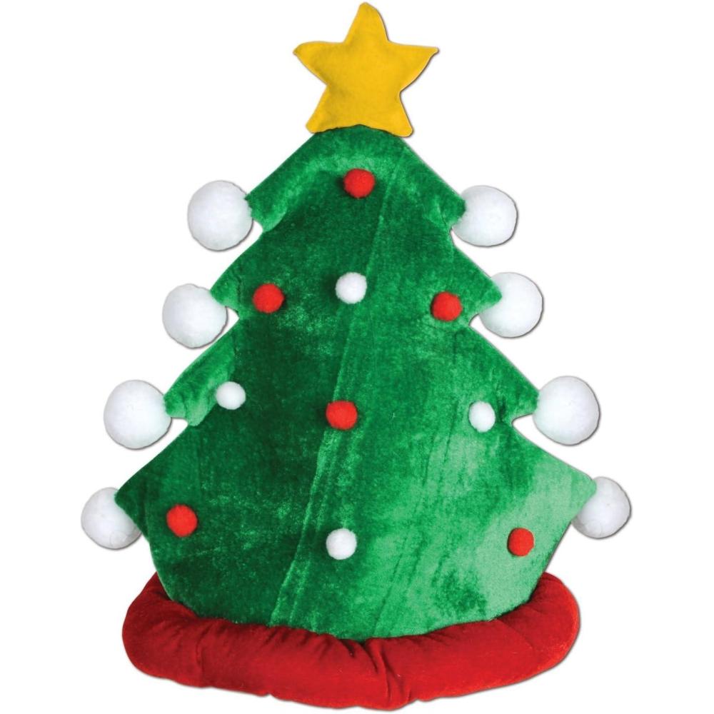 imageBeistle Unisex Plush Christmas Tree Hat  Festive Party Supplies Holiday Themed Novelty Headwear DressUp Costume Accessory Decorative Seasonal Evergreen