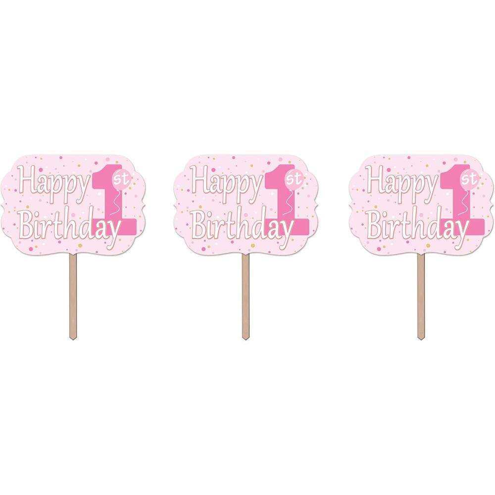 imagePink 1st Birthday Yard Sign Pack of 3