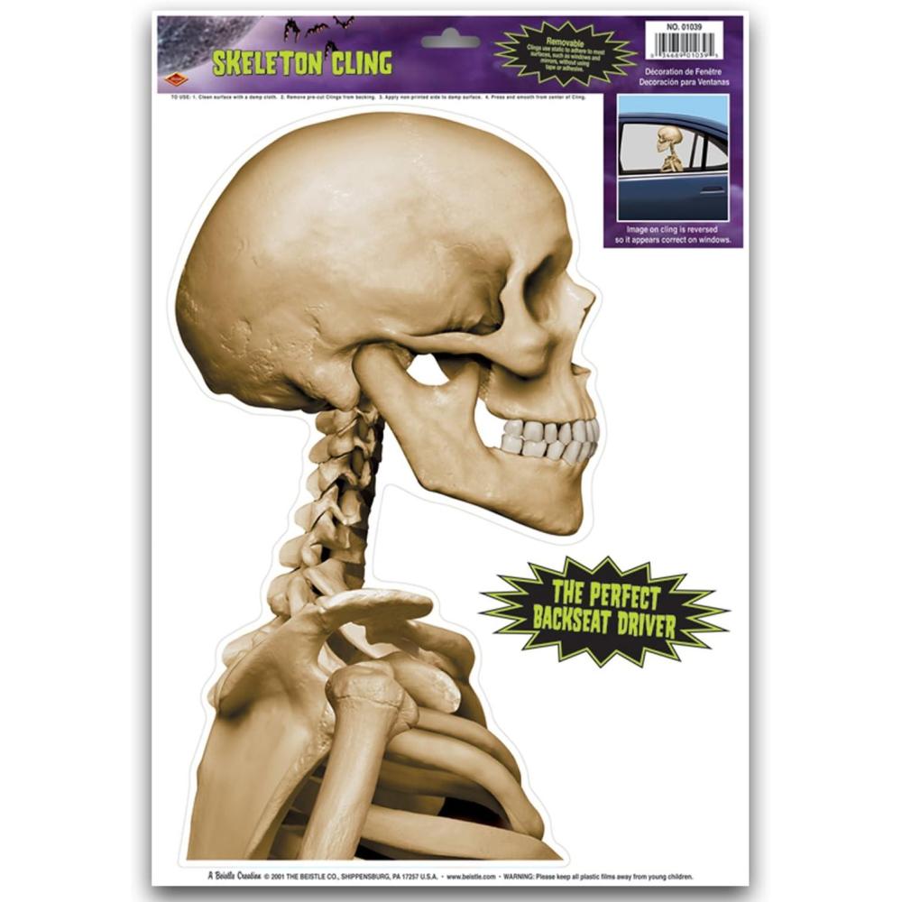 imageSkeleton Backseat Driver Car Cling Party Accessory 1 count 1Sh
