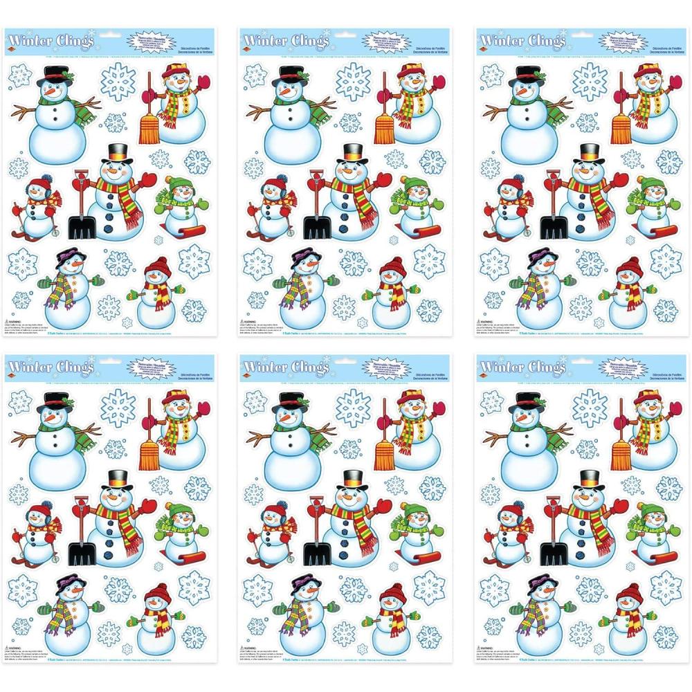 imageSnowmanSnowflake Clings Party Accessory 1 count 16Sh6 piece