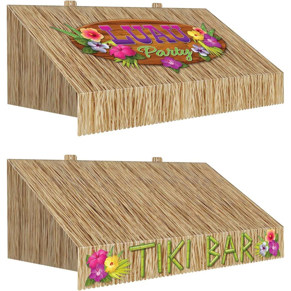 imageThree Dimensional Tiki Bar Novelty Wall Awnings 2 Piece Luau Party Decorations