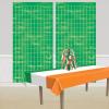 Beistle 2 Piece Metallic Plastic Square Fringed Photo Backdrop Curtains For Birthday Party, Wedding Reception, Graduation Celebration, Baby Theme, Bridal Shower Decorations(Green)