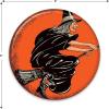 Beistle 6 Piece Vintage Halloween Party Supplies Flying Witch Pinback Button Pins, 2″, Orange/Black