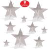 Beistle 9-Count 3-D Gold Star Centerpieces, Starry Night Decorations for Table in 3 Sizes, NYE Party Decor Cutouts & Celebration Table Accessories(Silver Star)