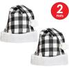 Beistle Christmas Hats, Santa & Mrs Claus Festive Headwear for X-Mas Parties, Parades, Office Events & Family Gatherings(Plaid Santa Hat (Black & White))
