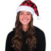 Beistle Christmas Hats, Santa & Mrs Claus Festive Headwear for X-Mas Parties, Parades, Office Events & Family Gatherings(Plaid Santa Hat (Red & Black))