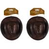 Beistle Cowboy Hat Headbands – 2 Pack Brown Faux Leather Western Mini Cowgirl Hats on Snap-On Fabric Headbands, Rodeo Party Favors, Country Themed Photo Booth Props and Adult Costume Accessories