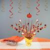 Beistle Fall Gleam ‘N Spray Centerpieces – 3-Pack Autumn Table Decorations with Orange Pumpkin Topper and Foil Maple Leaves for Thanksgiving, Harvest Parties, and Seasonal Events, 16¾”