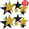 Beistle Glittered Gold Foil Star Cutouts(Black & Gold (12-pack))