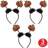 Beistle Glittered Jack-O’-Lantern Bopper Headbands 3-Count – Halloween Headwear Party Favors with Marabou Trim and Felt Pumpkins for Costumes, Photos, Trick-Or-Treat and Spooky Events