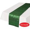 Beistle Gold Sequin Table Runners, 2-Pack Sparkling Fabric with Glittering Sequins for Weddings, Banquets, Holiday Parties, Bridal Showers, Birthdays, and Elegant Dining Table Settings, 12” x 75”(Green)