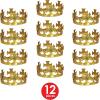 Beistle Plastic Jeweled King’s Crowns – 12-Count Gold Adjustable Costume Headpieces with Gems for Medieval Birthday Parties, Stage Plays, Photo Booths, Mardi Gras and Royal Celebrations