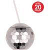 Beistle Plastic Novelty Round Disco Ball Cup With Straw And Lid, 70’s Theme Party Supplies, Drink Tumbler For Bachelorette And New Year’s Eve Favors