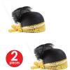 Beistle Sequined Flapper Hats – 2-Pack Black Fabric Roaring 20s Costume Hats with Gold Sequin Trim, Faux Pearl Band and Feathers for Vintage-Themed Parties, Speakeasy Events and Glamorous 1920s Looks(Sequined Flapper Hat – (2 Pack))