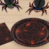 Beistle Set of 16 Halloween Tableware Spider Web Paper Plates, 9”- Black and Orange Disposable Spooky Party Supplies