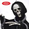 Beistle Skeleton with Chains Creepy Creature Motion-Activated Halloween Decoration with Flashing LED Lights and Spooky Laugh, Poseable Arms, Indoor Haunted House Prop, 6’, 6′, Black/Off White/Gray