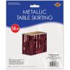 Beistle Table Skirt, Red Metallic Fringe Tableware for Banquets & Festive Occasions, Party Decor & Christmas Theme Decorations, 30″ x 14′(Burgundy)