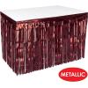 Beistle Table Skirt, Red Metallic Fringe Tableware for Banquets & Festive Occasions, Party Decor & Christmas Theme Decorations, 30″ x 14′(Burgundy)