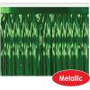 Beistle Table Skirt, Red Metallic Fringe Tableware for Banquets & Festive Occasions, Party Decor & Christmas Theme Decorations, 30″ x 14′(Green – a)
