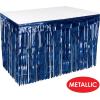 Beistle Table Skirt, Red Metallic Fringe Tableware for Banquets & Festive Occasions, Party Decor & Christmas Theme Decorations, 30″ x 14′(Navy)