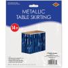 Beistle Table Skirt, Red Metallic Fringe Tableware for Banquets & Festive Occasions, Party Decor & Christmas Theme Decorations, 30″ x 14′(Navy)