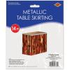 Beistle Table Skirt, Red Metallic Fringe Tableware for Banquets & Festive Occasions, Party Decor & Christmas Theme Decorations, 30″ x 14′(Orange)