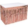 Beistle Table Skirt, Red Metallic Fringe Tableware for Banquets & Festive Occasions, Party Decor & Christmas Theme Decorations, 30″ x 14′(Rose Gold)