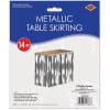 Beistle Table Skirt, Red Metallic Fringe Tableware for Banquets & Festive Occasions, Party Decor & Christmas Theme Decorations, 30″ x 14′(Silver)