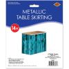 Beistle Table Skirt, Red Metallic Fringe Tableware for Banquets & Festive Occasions, Party Decor & Christmas Theme Decorations, 30″ x 14′(Turquoise)