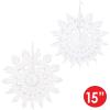 Beistle Tissue Paper Snowflake, White Hanging Christmas Decorations & Holiday Decor, Winter Wonderland Snow Design for Festive Gatherings, 15”(6 piece)