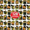 Beistle Vintage Halloween Stickers – 16 Sheets of Retro Peel-and-Stick Decals Featuring Witches, Jack-O’-Lanterns, and Black Cats, 128 Total Seals for Cards, Crafts, and Party Favors