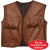 Montana Cans(Faux Brown Leather Cowboy Vest W/Fringe – a)
