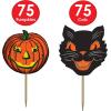 Paper Vintage Halloween Party Food Picks Cat Pumpkin Cupcake Toppers Pack of 3