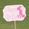 Pink 1st Birthday Yard Sign Pack of 3